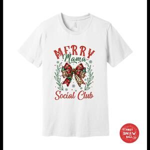 Merry Mama Christmas T-shirt, Cute Holiday Graphic Tee for Moms, Xmas Cotton